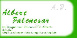 albert palencsar business card